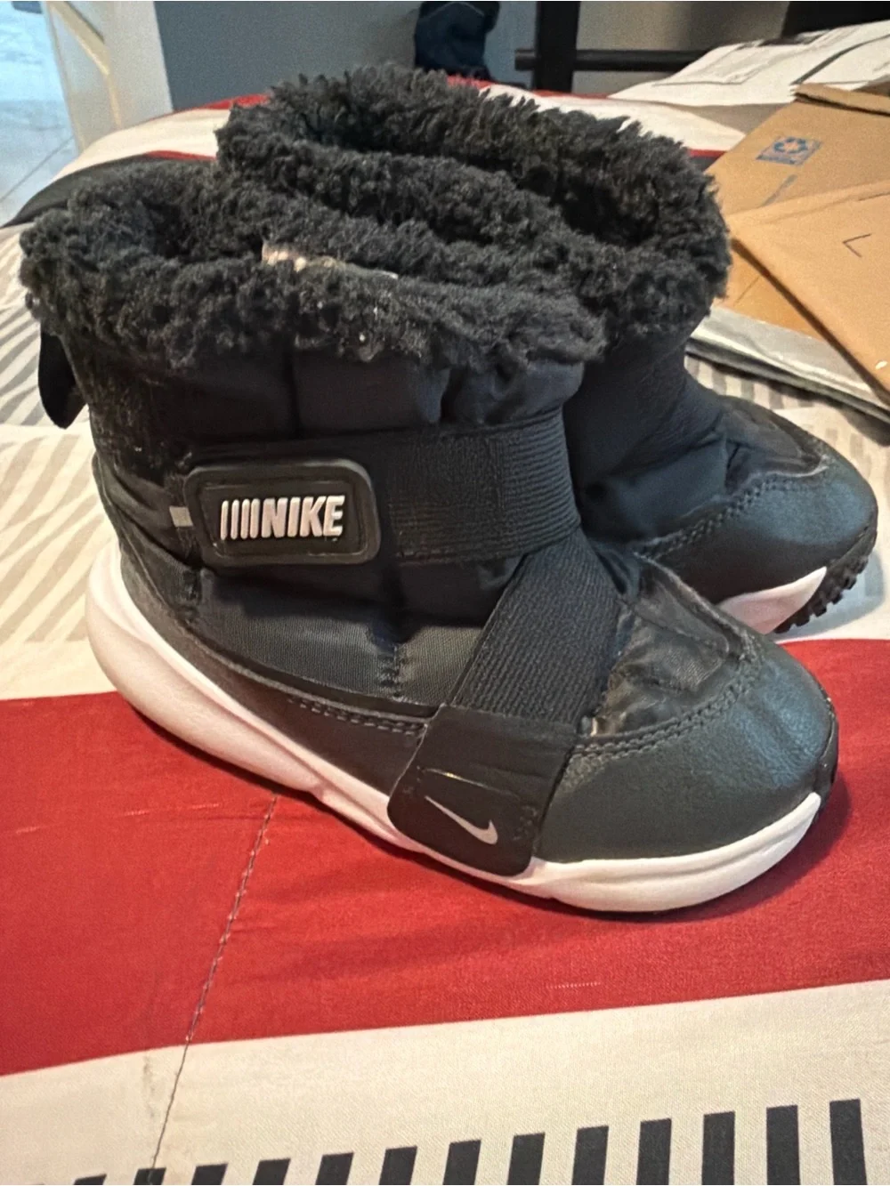 Nike Kids Black Winter Boots with White Sole